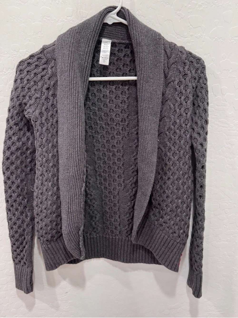 ivivva Breathe Relax Love Wrap Cardigan Girls 8 Gray Chunky Knit Grandpacore